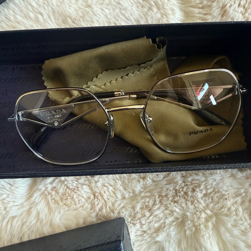 Prada Silver Oversized Geometric Frame Glasses Prada PR A51V - Picture 3 of 3